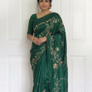 Elegant Emerald Green Saree